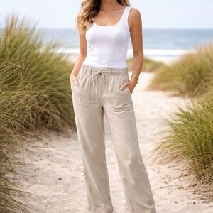 Graham & Spencer Pants Womens Medium Linen Relaxed Fit Made in USA Pockets